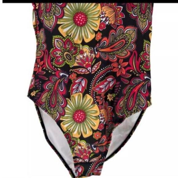 Nicole Miller Women's 3X One Piece Swimsuit Retro Floral Paisley Print Vacation - Picture 5 of 11